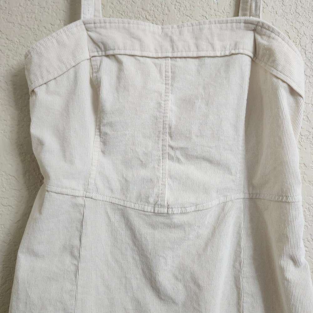 Abercrombie & Fitch 90's Size M‎ Corduroy Square Neck Mini Dress Beige Cream - Picture 9 of 16